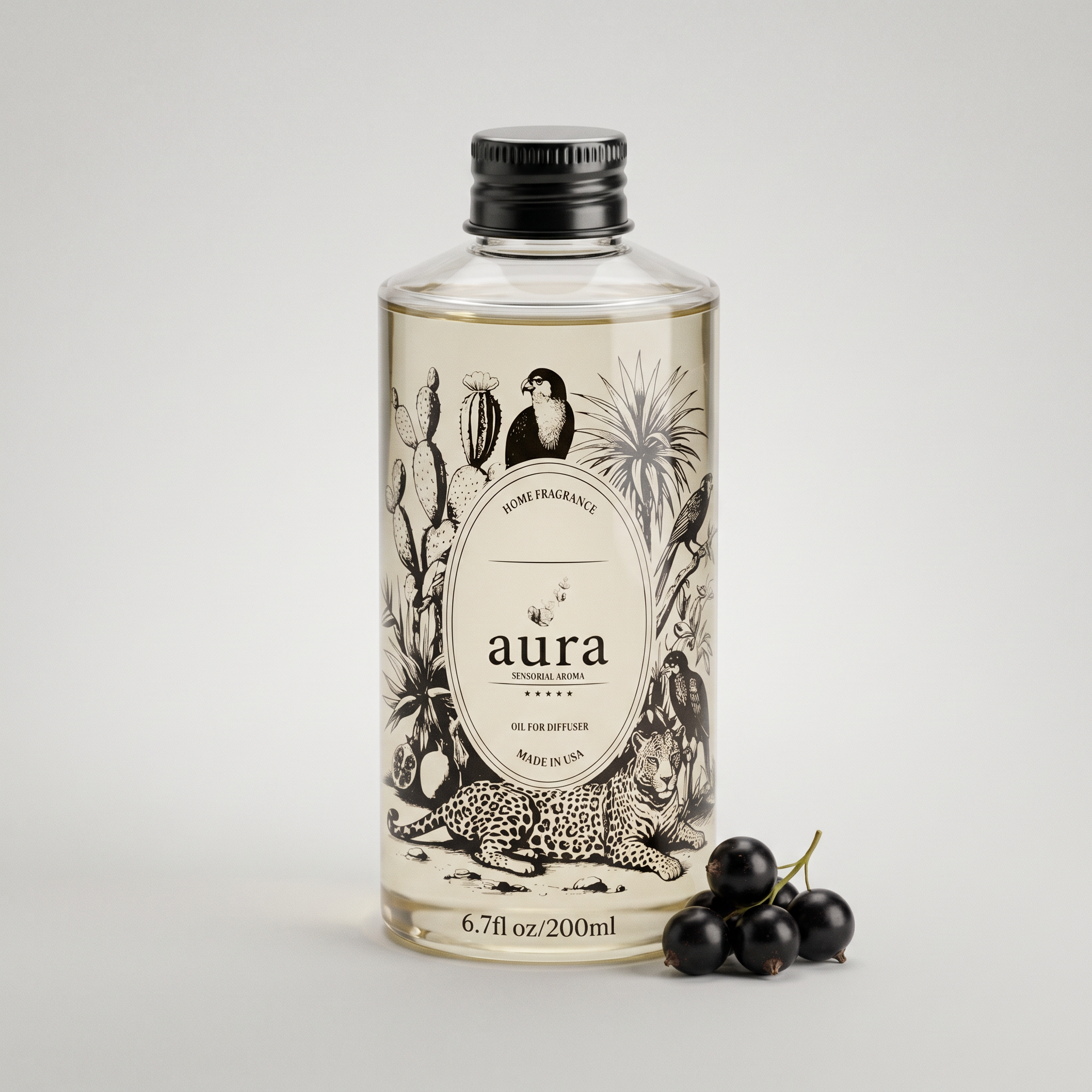 AURA Cassis fragrance oil — 200 mL bottle packshot
