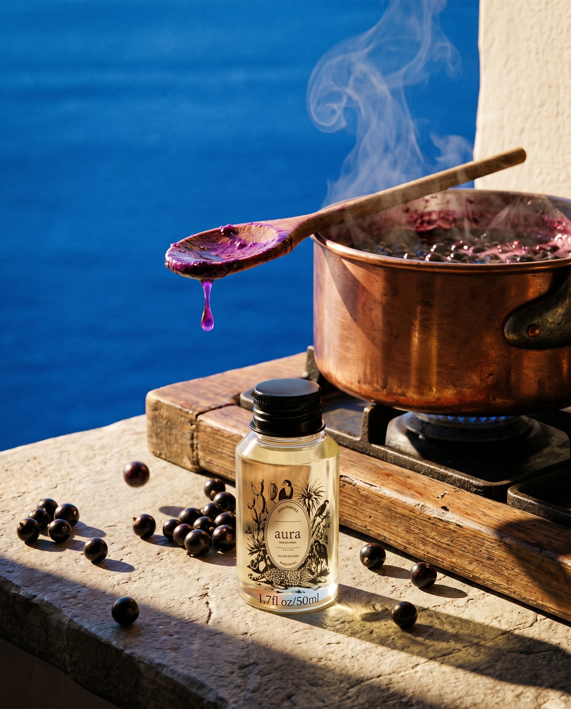 AURA Cassis fragrance oil 50 mL — styled scene 2