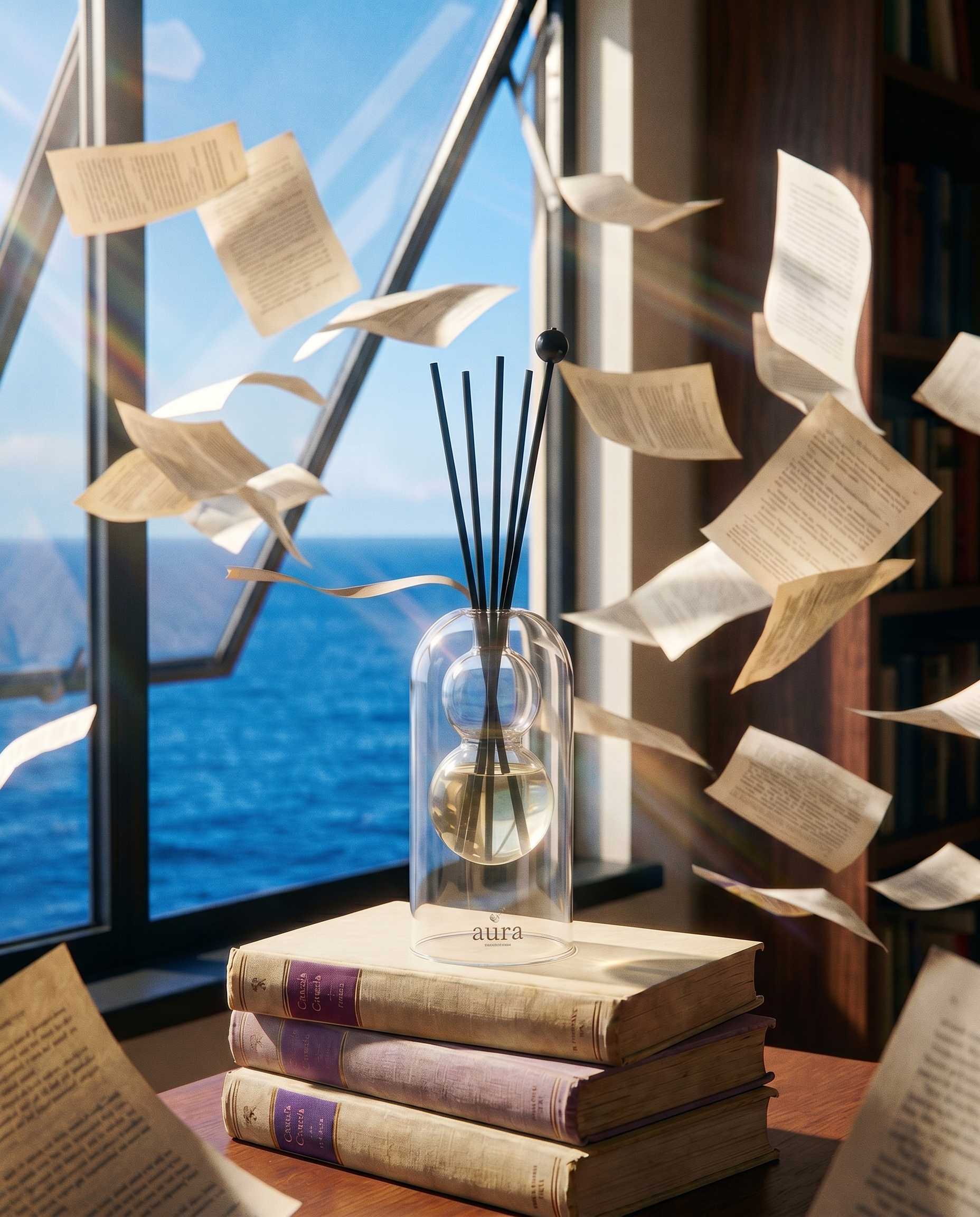 Cassis reed diffuser styled in an interior scene