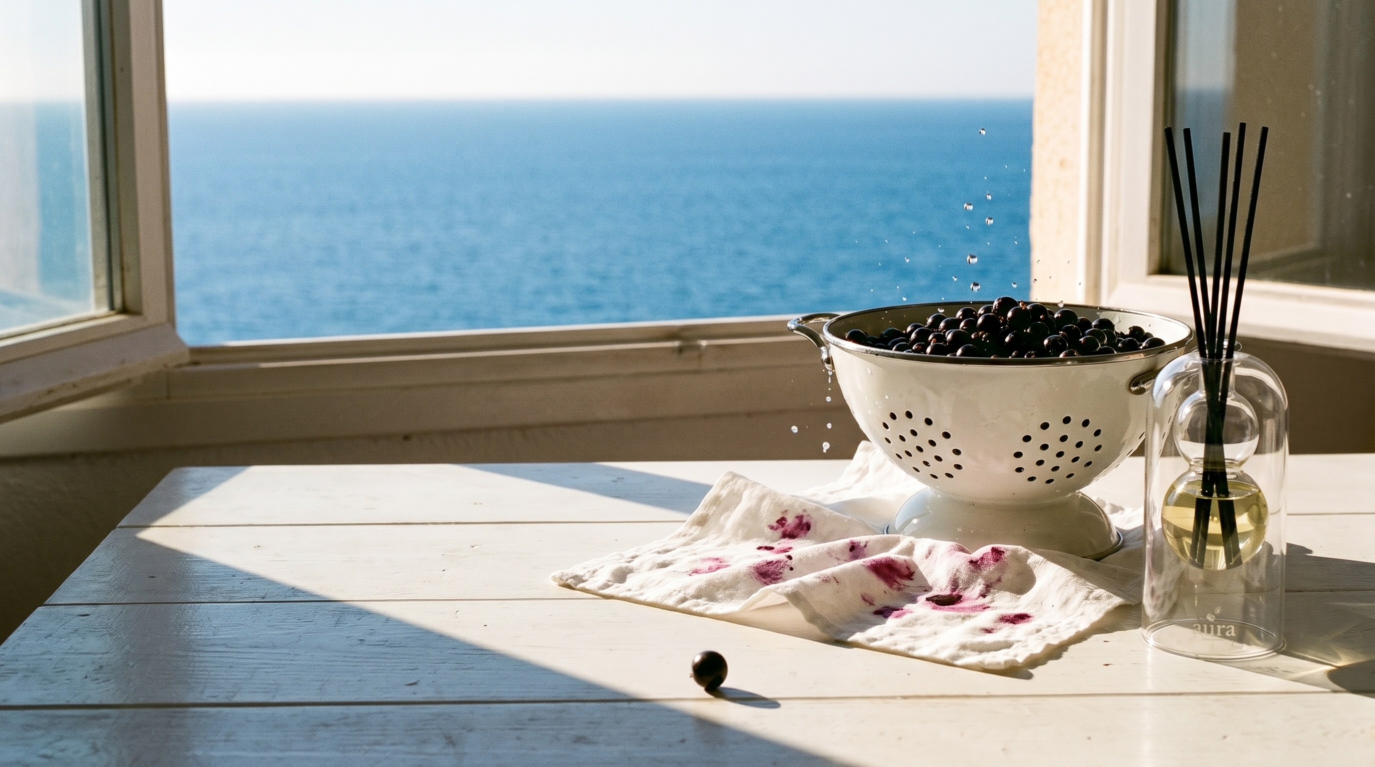 Cassis reed diffuser styled in a second interior scene
