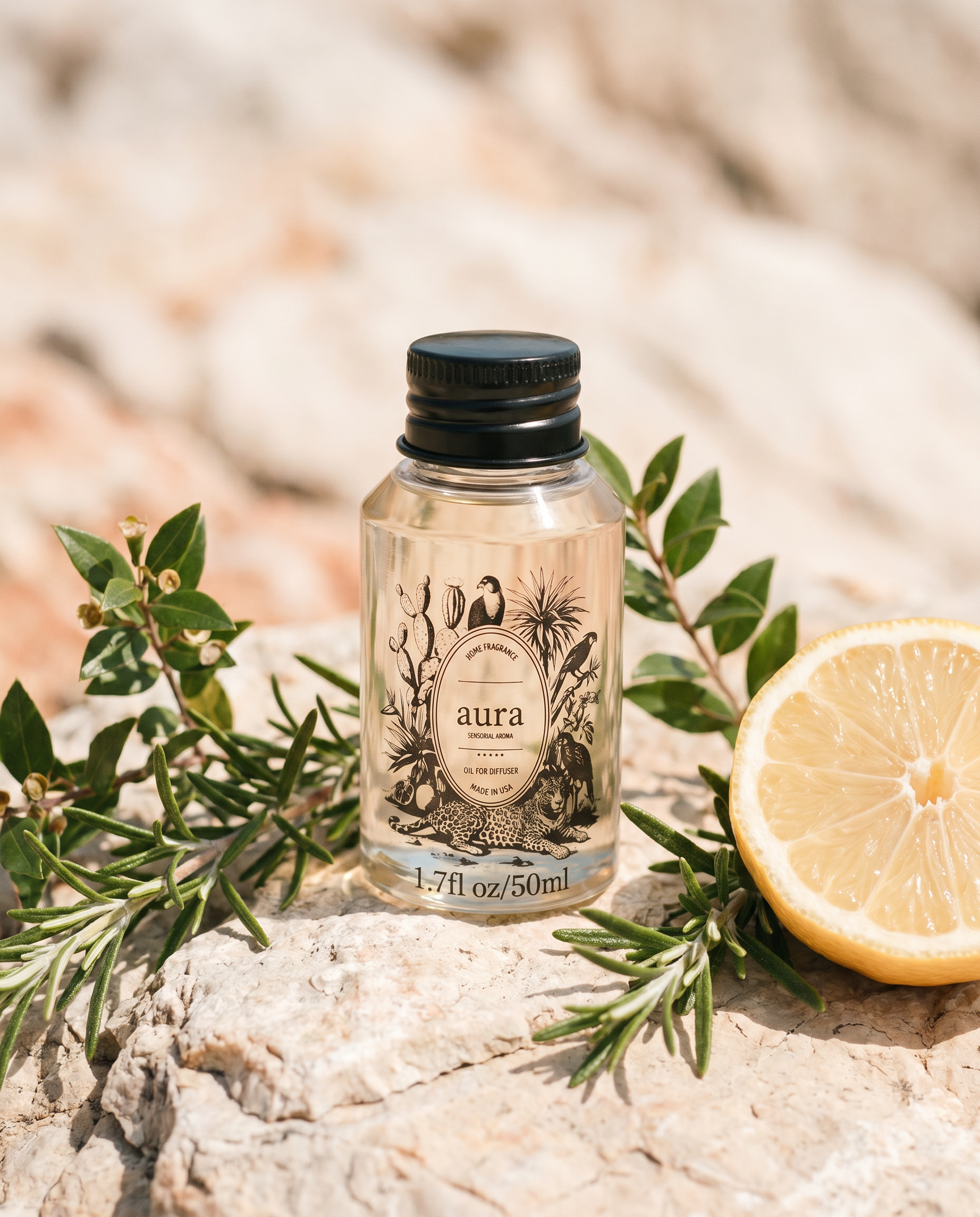 AURA Corsica fragrance oil 50 mL — styled scene 2
