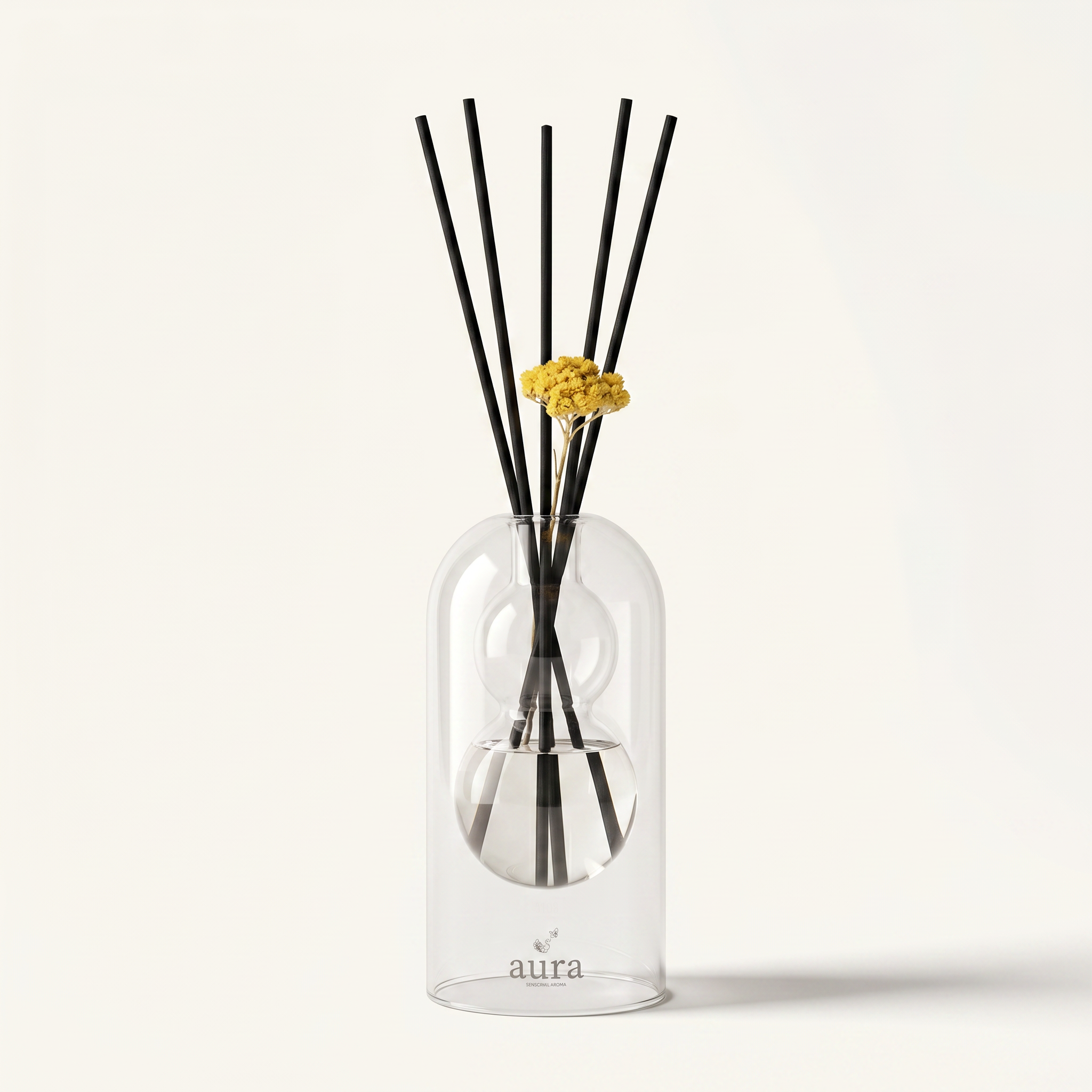Corsica reed diffuser - glass bottle with rattan reeds, product packshot