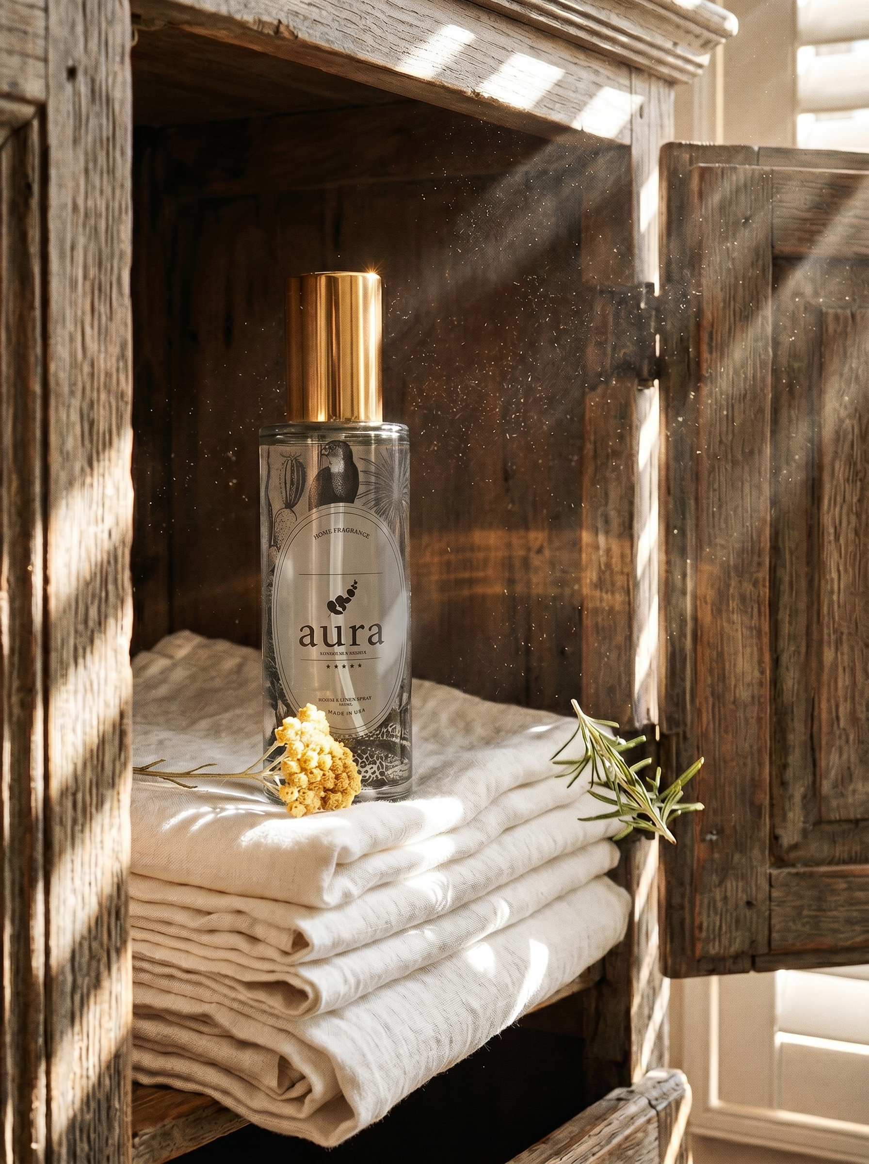 Corsica Room & Linen Spray styled in an interior scene