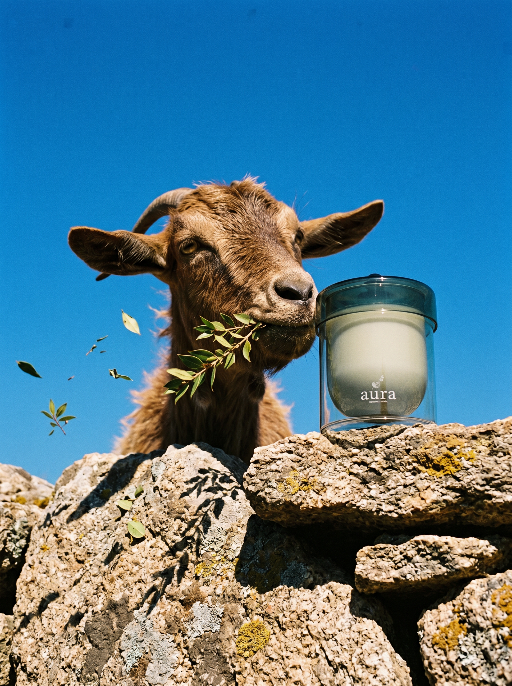 Corsica scented candle styled in a Mediterranean interior
