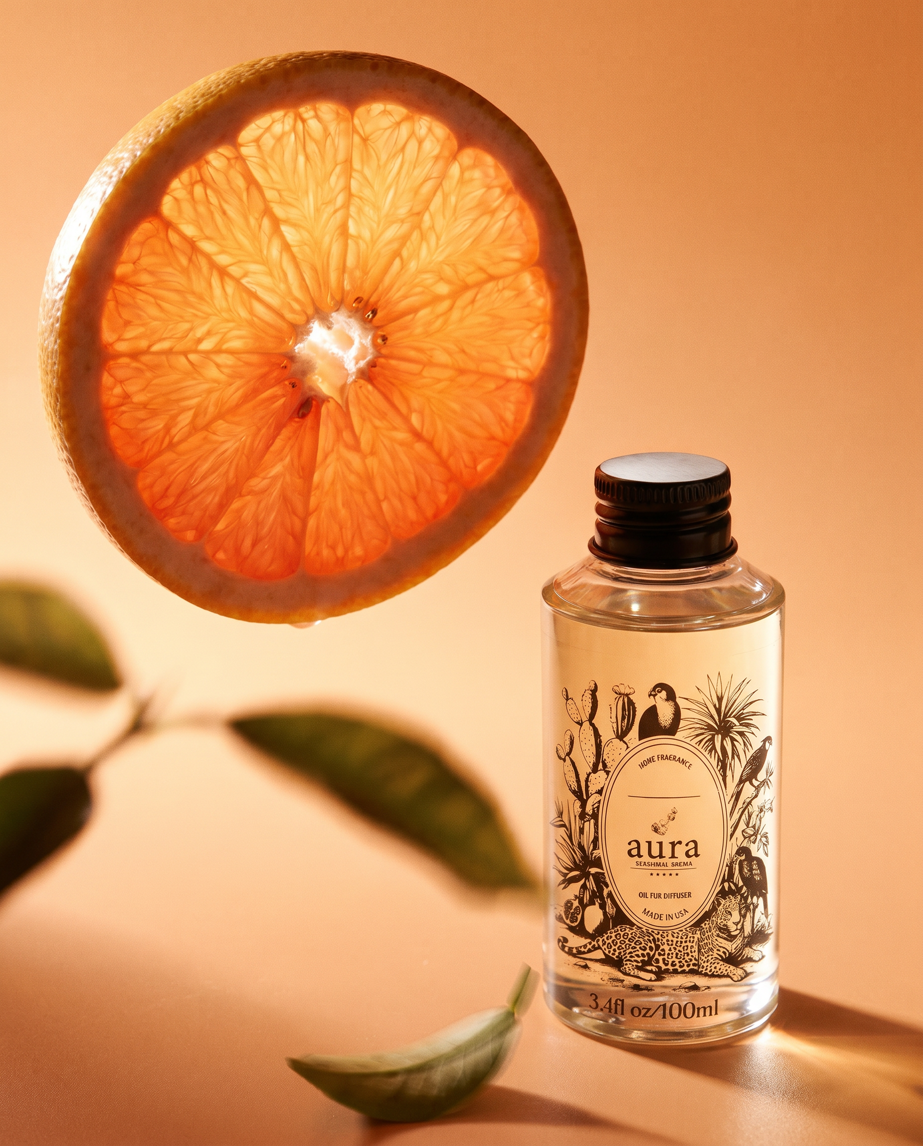 AURA Marseille fragrance oil 100 mL — styled scene 1