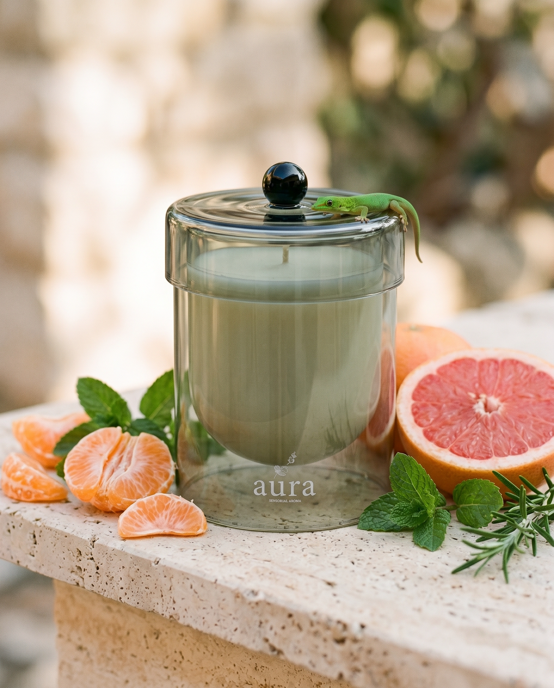 Marseille scented candle styled in a Provencal interior