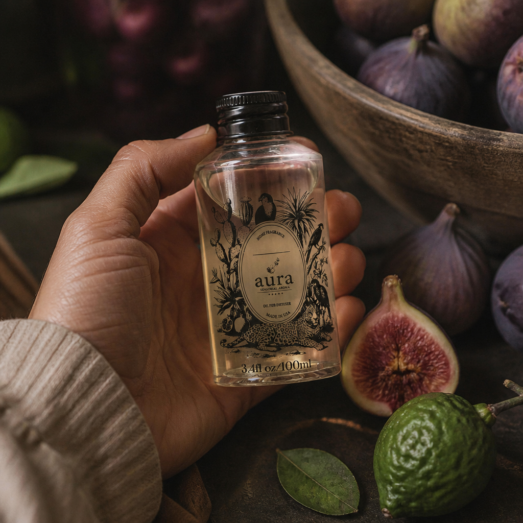 AURA Monaco fragrance oil 100 mL — styled scene 2