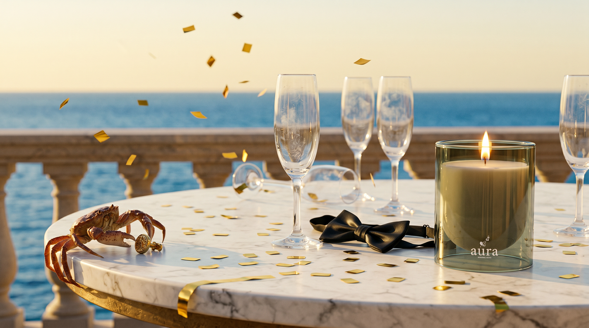Monaco scented candle styled in a Riviera interior