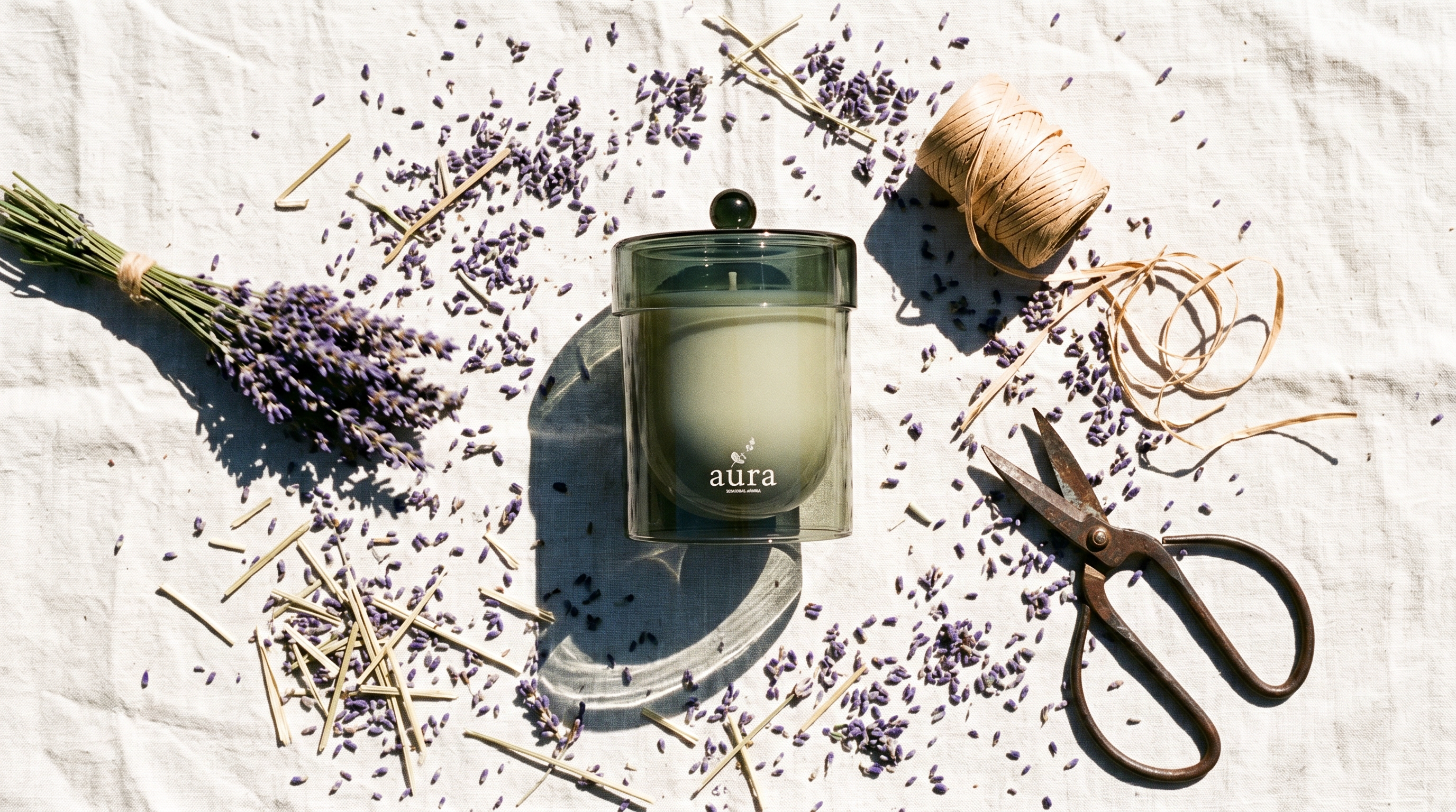 Provence scented candle styled in a Provencal interior
