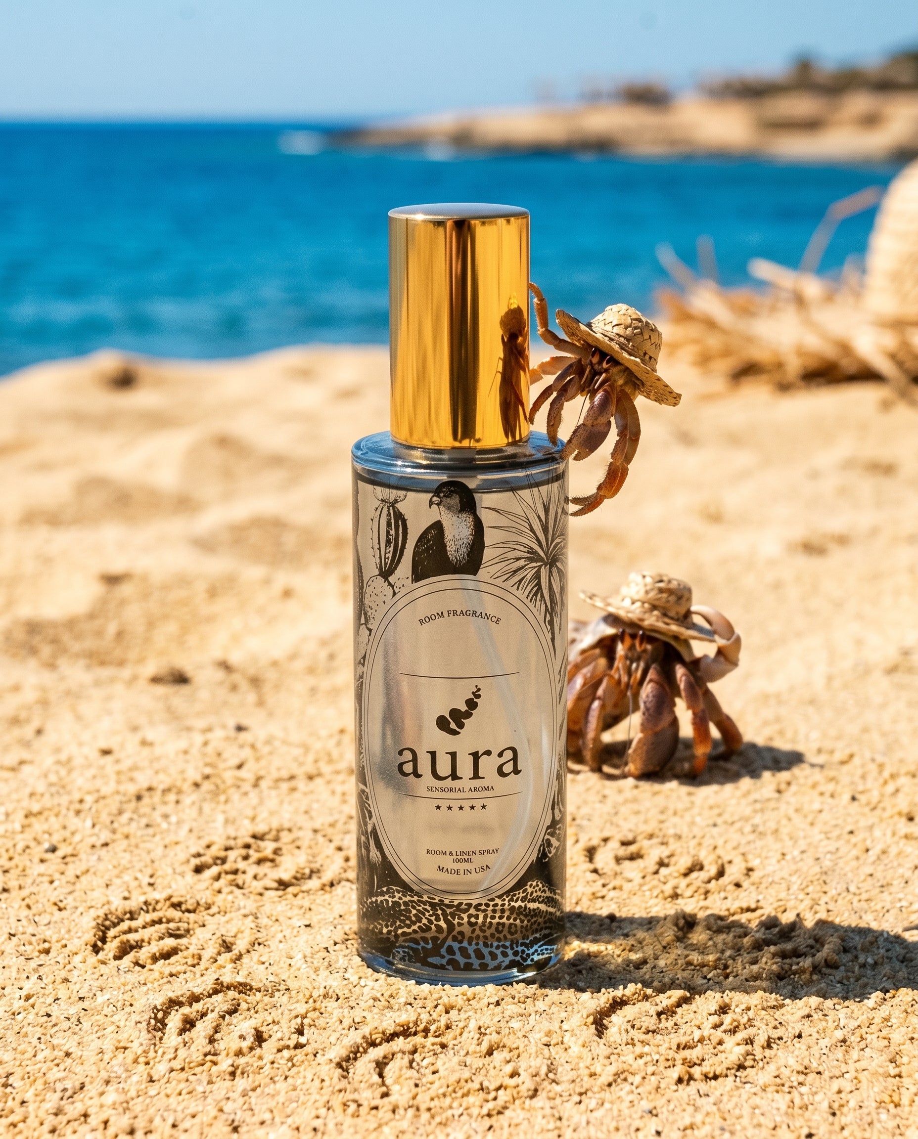 Saint Tropez Room & Linen Spray styled in an interior scene