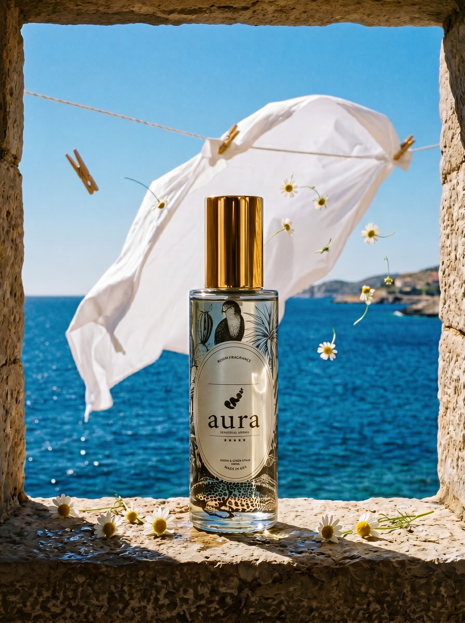 Bella Room & Linen Spray — styled still life