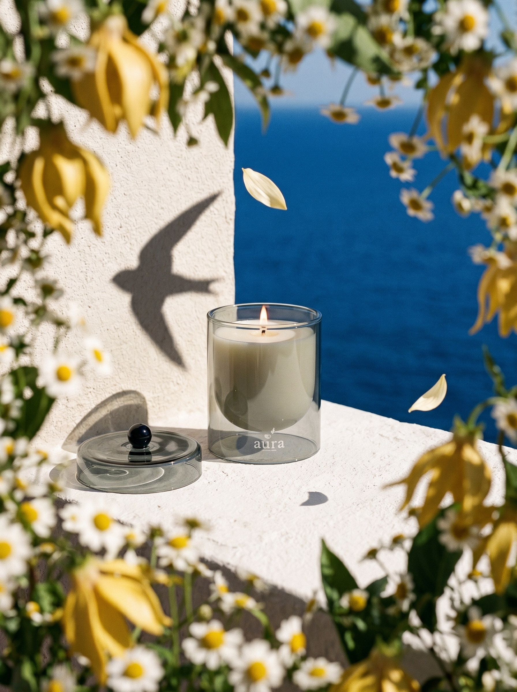 Bella scented candle styled in an Italian coastal interior