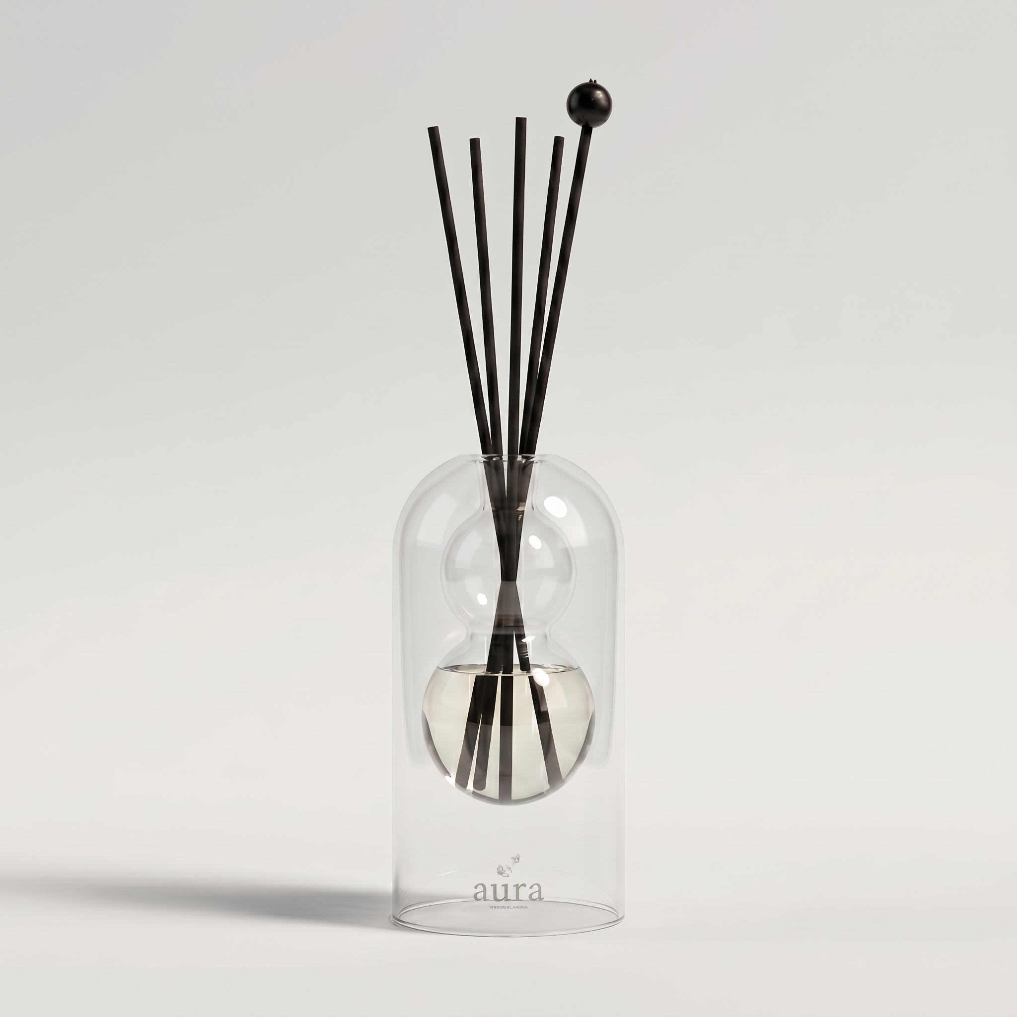 Capri reed diffuser - glass bottle with rattan reeds, product packshot
