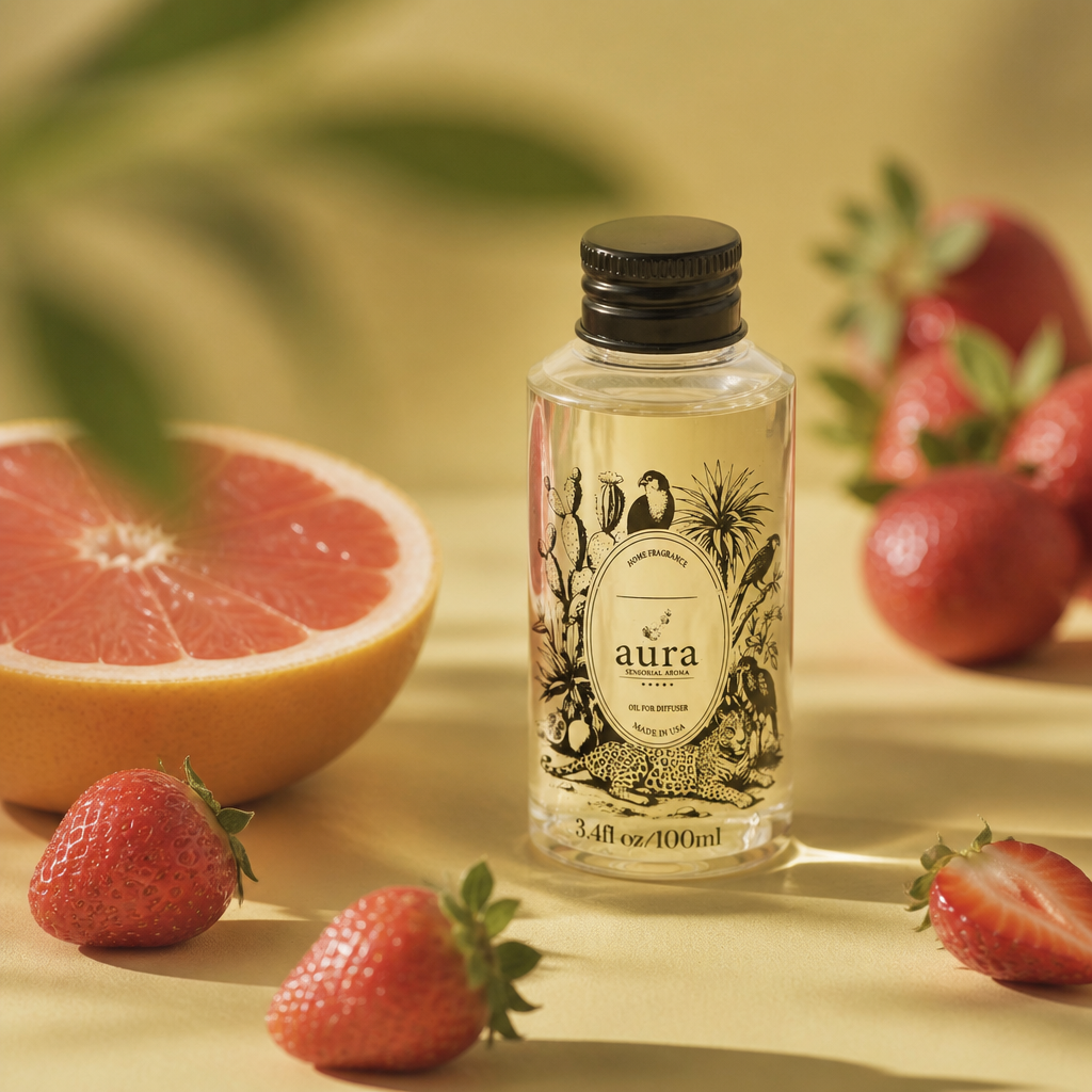AURA Maddalena fragrance oil 100 mL — styled scene 1