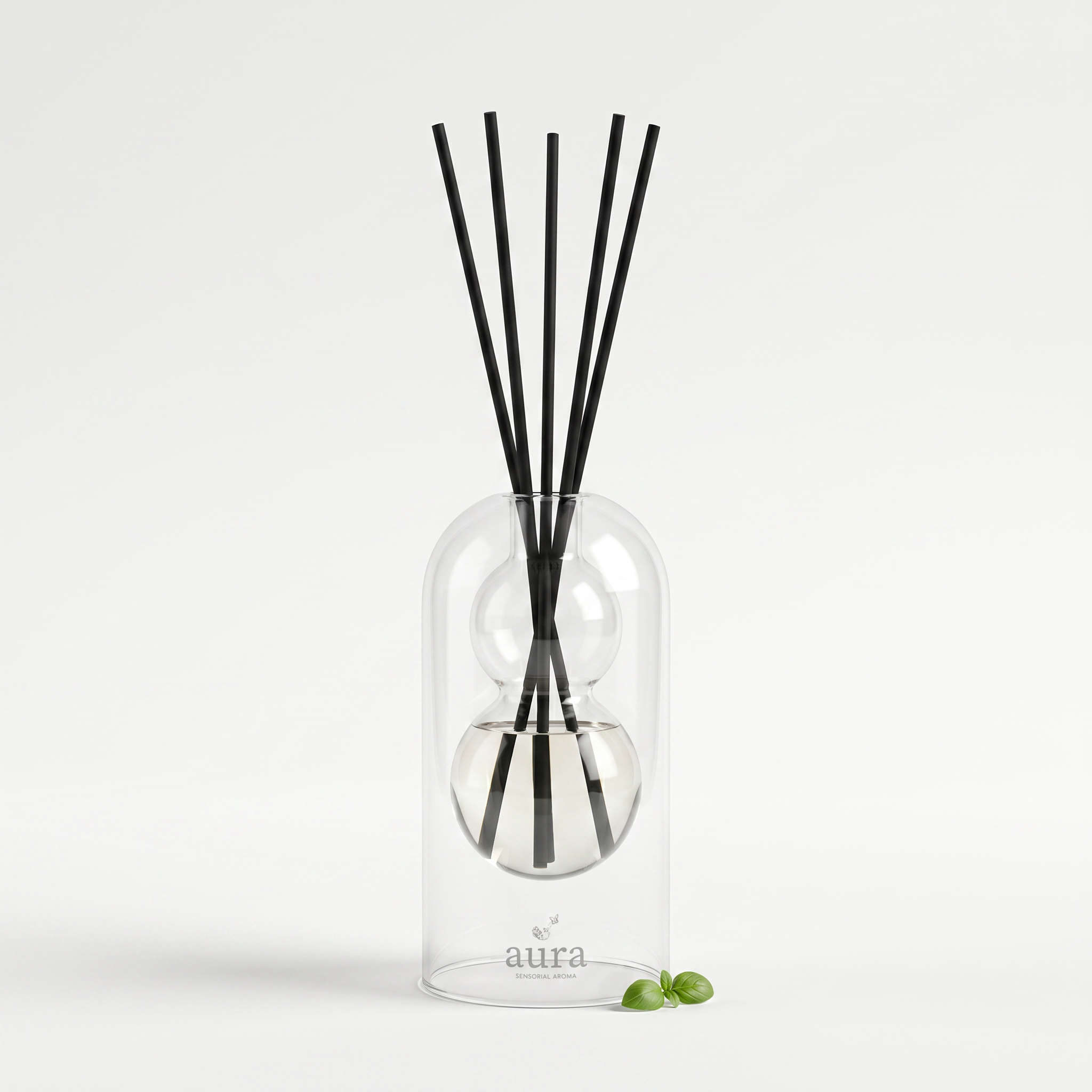 Ponza reed diffuser - glass bottle with rattan reeds, product packshot