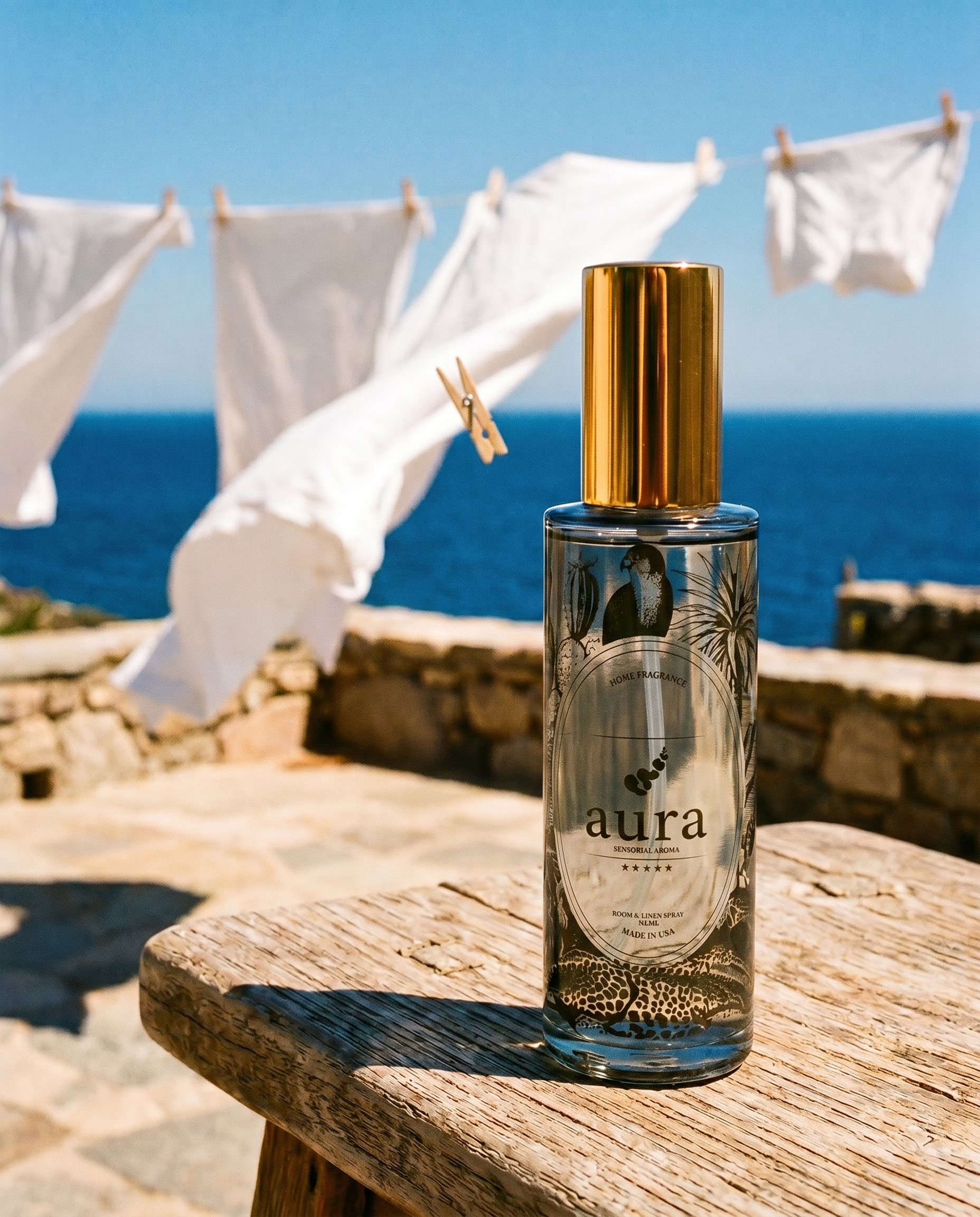 Sardegna Room & Linen Spray — styled still life