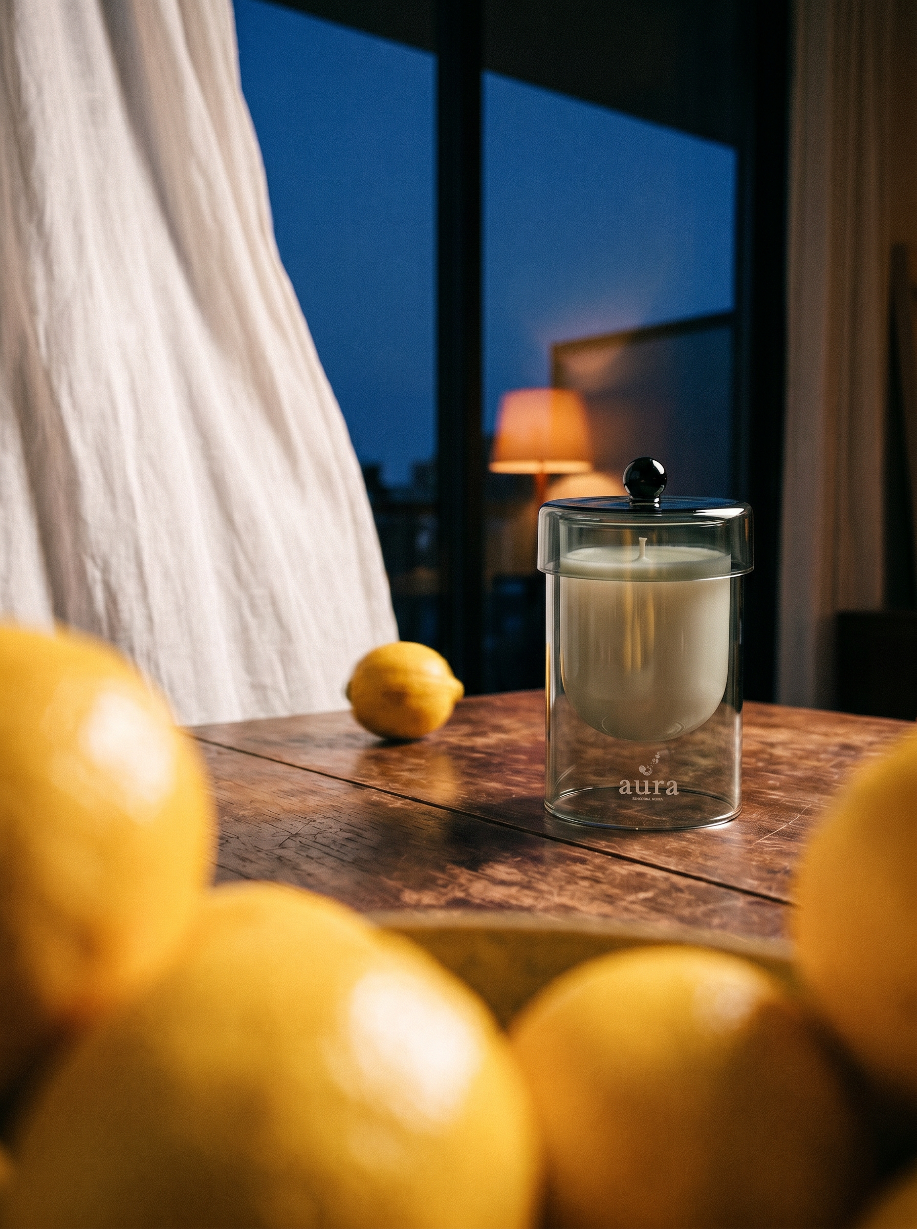 Sicilia scented candle styled in a Sicilian interior