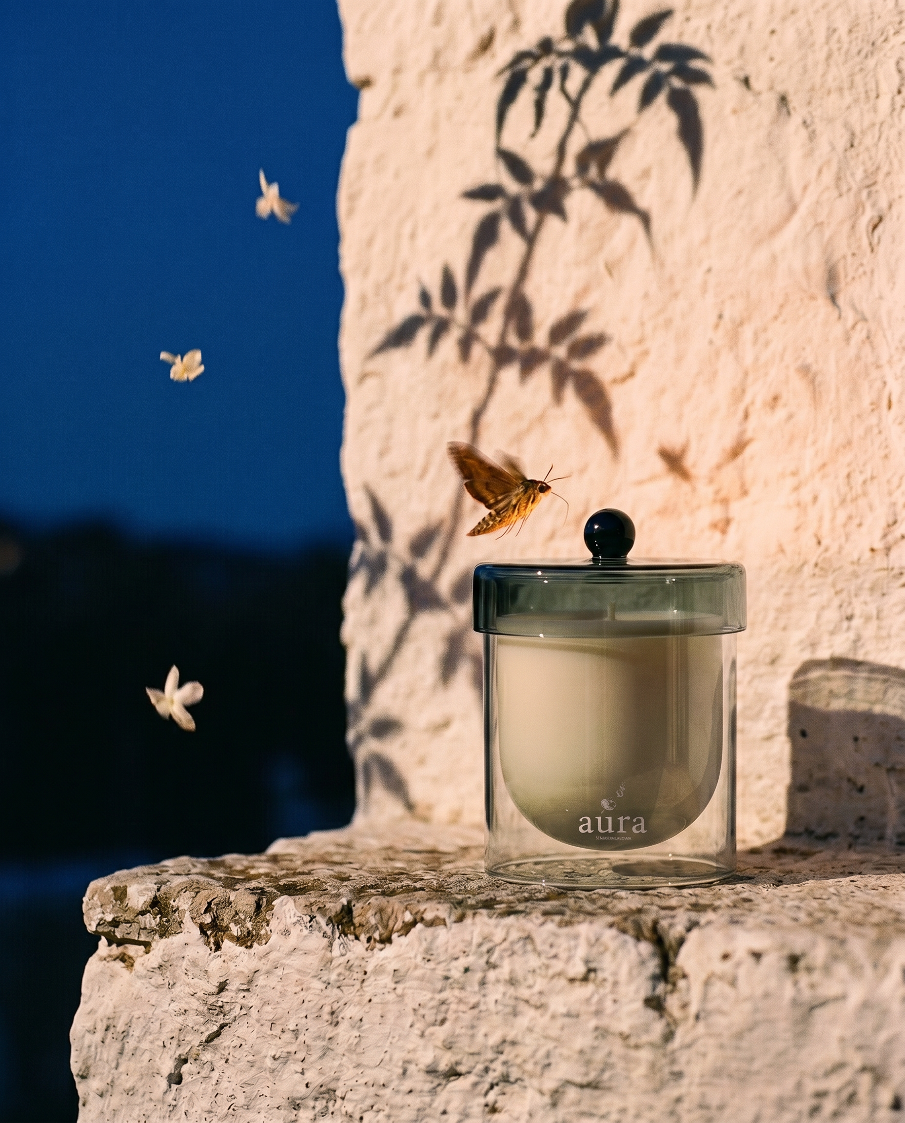 Sicilia scented candle lit - Sicilian editorial still life