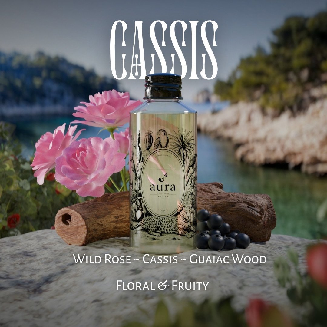 Cassis Home Fragrance Cassis Fragrance Oil, rose, geranium, and red currant—fresh, floral, and vibrant Mediterranean elegance inspired by Cassis, France.